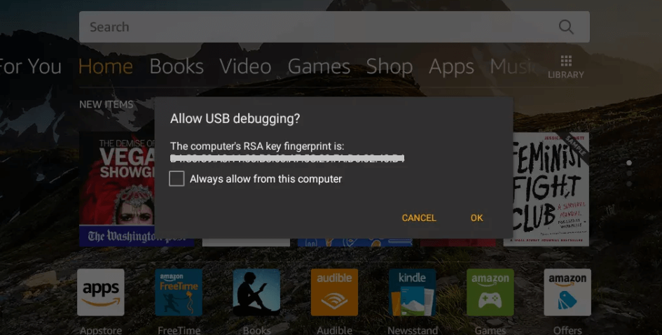 Allow USB Debugging--Google Play Store on Kindle Fire