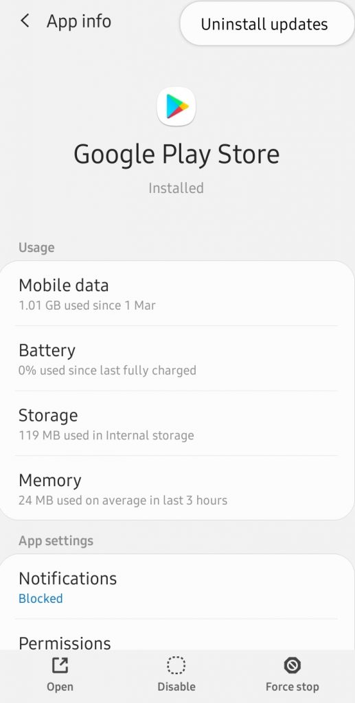 Click on Uninstall Updates-Google Play Store Won't Update