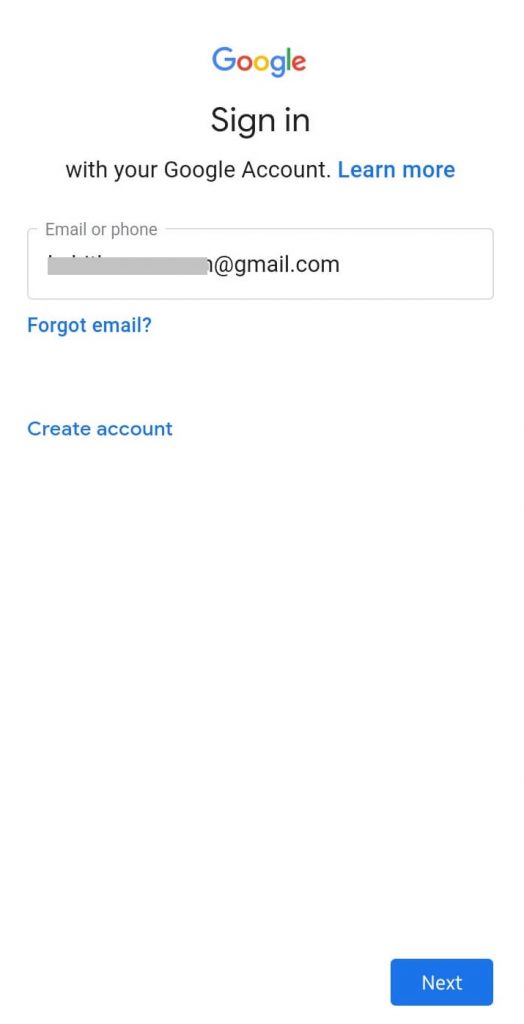 Enter Email-How to Sign in Google Play Store