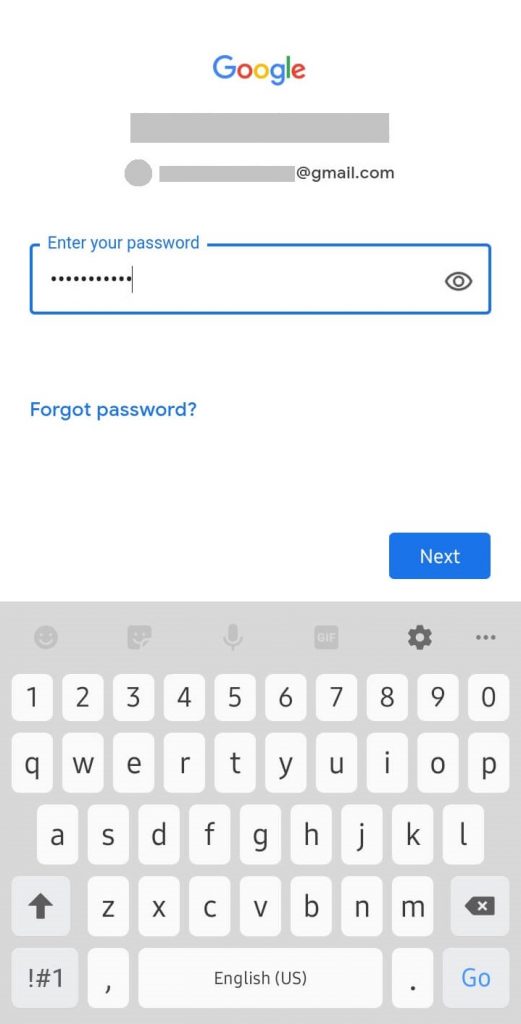 Enter Password-How to Sign in Google Play Store