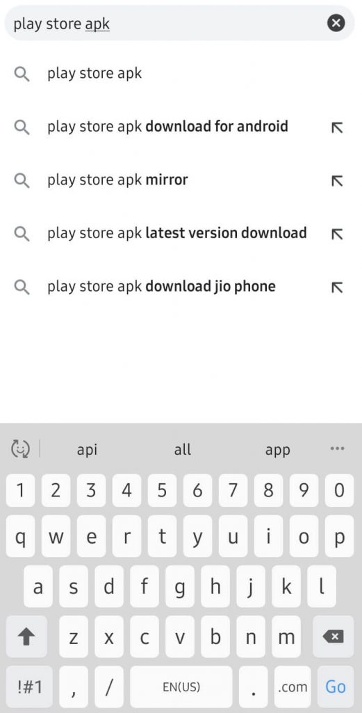 Search for Play Store Apk