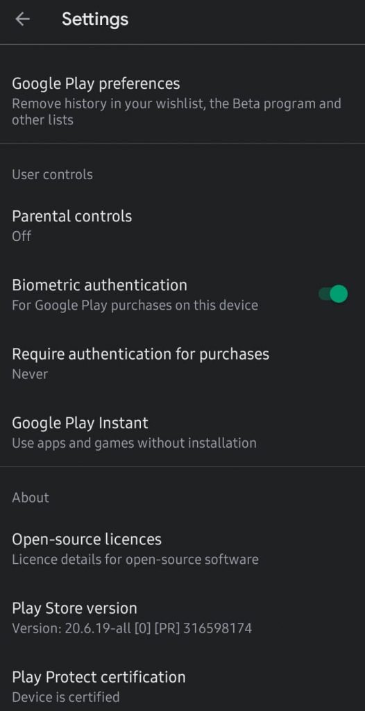 Tap on Play Store Version