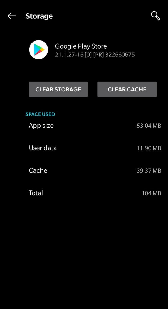 Clear Cache and Storage of Play Store