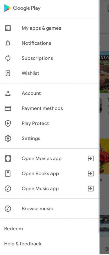 Select Accounts to Change Country in Google Play Store