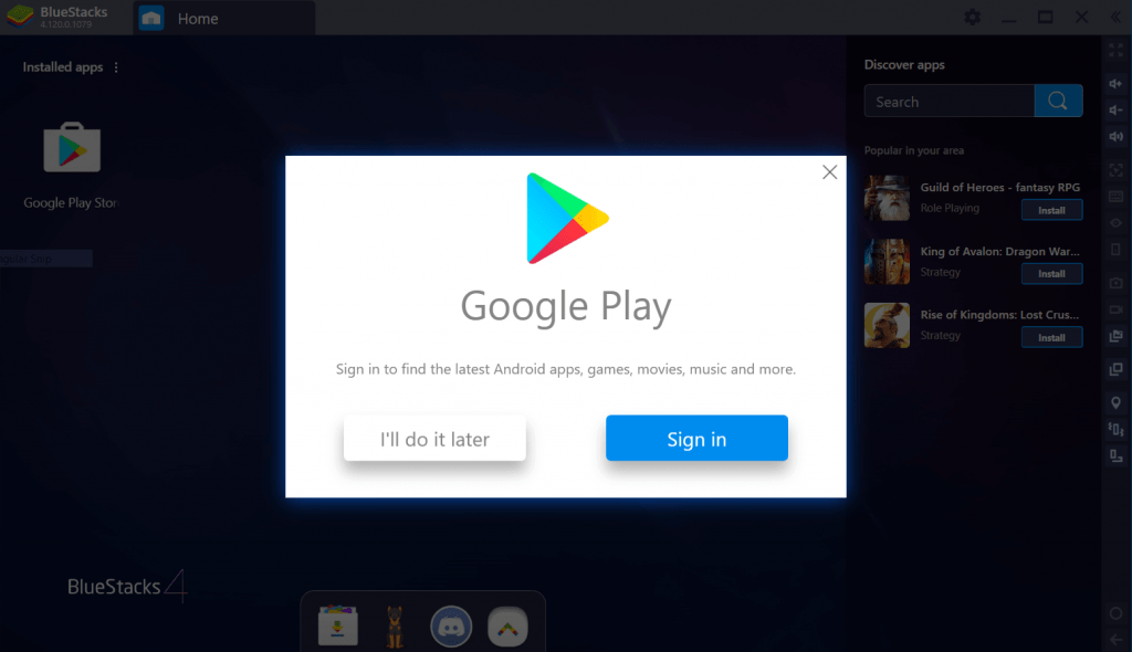 Select Sign In - Play Store for Mac